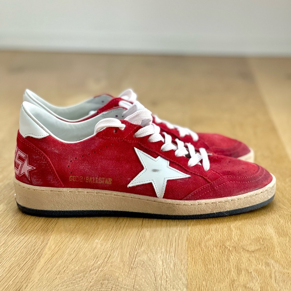 Golden Goose Ball Star Red Suede Sneakers